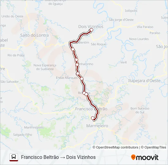 0513-500 FRANCISCO BELTRÃO / DOIS VIZINHOS Bus Line Map