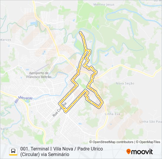 Mapa da linha 001 VILA NOVA de ônibus