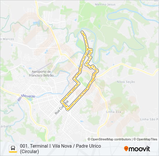 Mapa da linha 001 VILA NOVA de ônibus