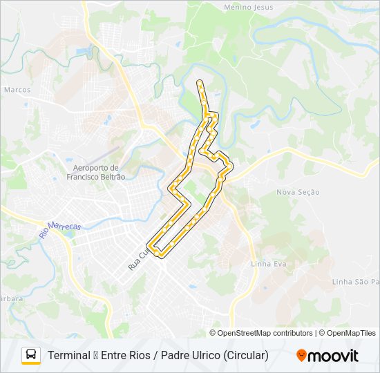 Mapa da linha 002 ENTRE RIOS de ônibus