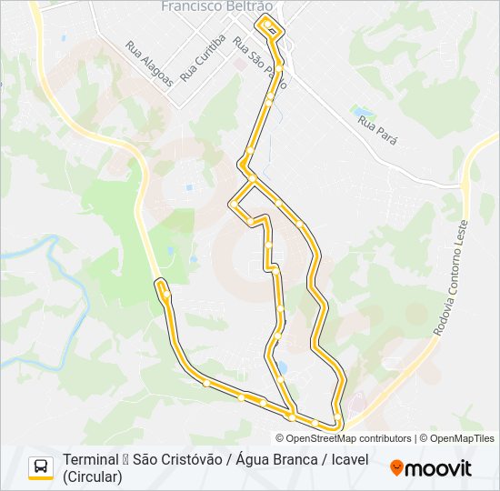 Mapa da linha 011 SÃO CRISTÓVÃO de ônibus