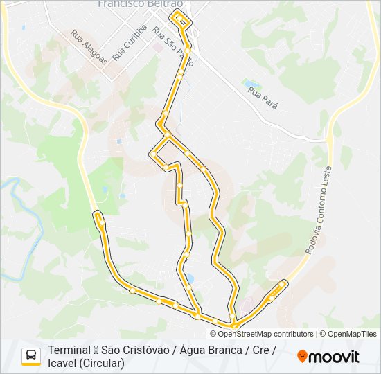 Mapa da linha 011 SÃO CRISTÓVÃO de ônibus