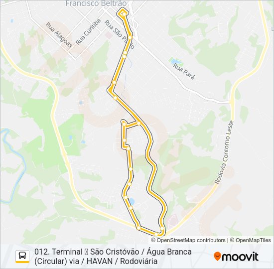 Mapa da linha 011 SÃO CRISTÓVÃO de ônibus