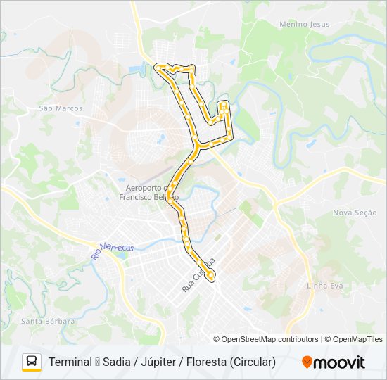 Mapa da linha 010 SADIA / JARDIM FLORESTA de ônibus