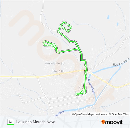Mapa da linha 01 PANTANAL / CENTRO de ônibus