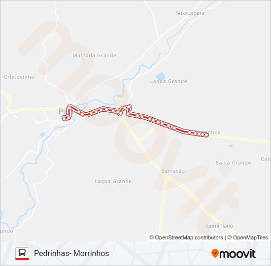 Mapa da linha 08 MORRINHOS / CENTRO de ônibus