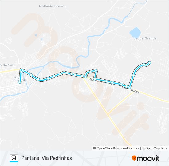 Mapa da linha 03 PANTANA / CENTRO /PEDRINHAS de ônibus