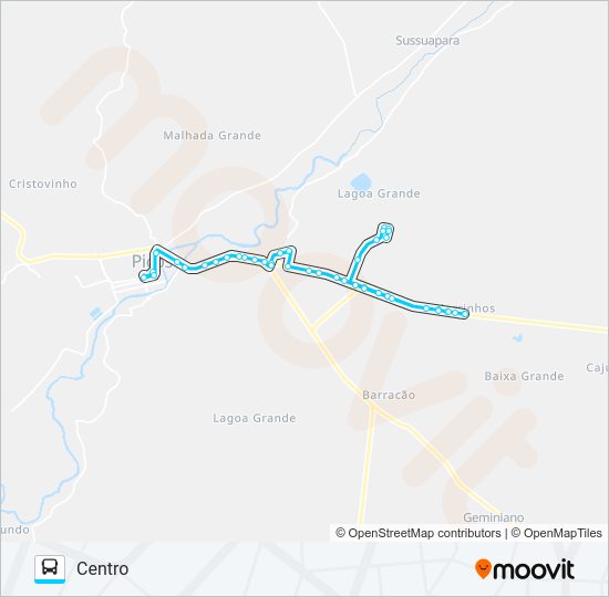 Mapa da linha 03 PANTANA / CENTRO /PEDRINHAS de ônibus