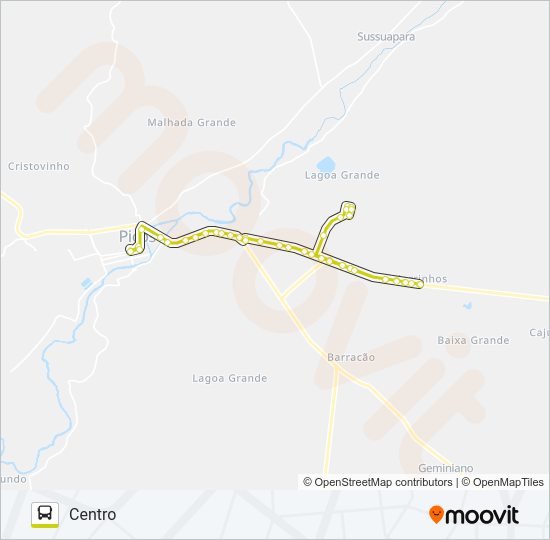 Mapa da linha 14 MORRINHOS / PANTANAL / CENTRO de ônibus
