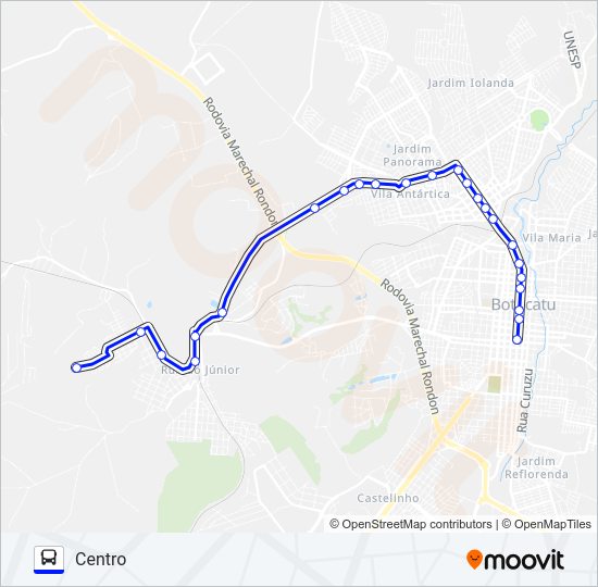 Mapa da linha 210 RUBIÃO JÚNIOR VIA CAFÉ TESOURO de ônibus