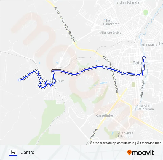 209 RUBIÃO JÚNIOR VIA PARQUE DAS CASCATAS Bus Line Map