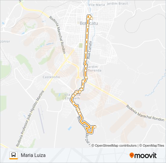 Mapa da linha 108 MARIA LUIZA - CENTRO de ônibus