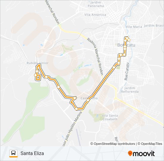 Mapa da linha 114 SANTA ELIZA - CENTRO de ônibus