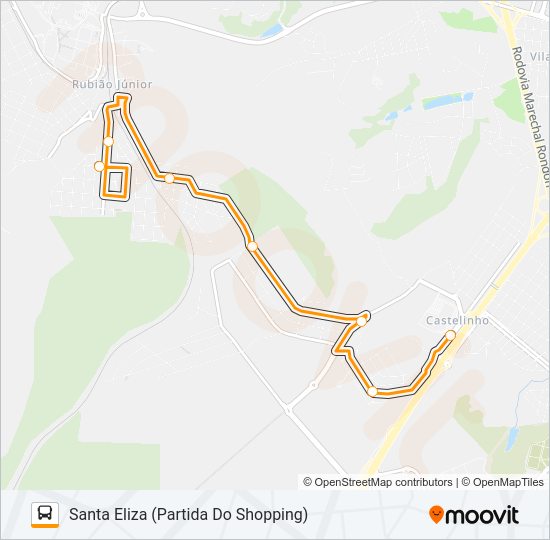 Mapa da linha 114 SANTA ELIZA - CENTRO de ônibus