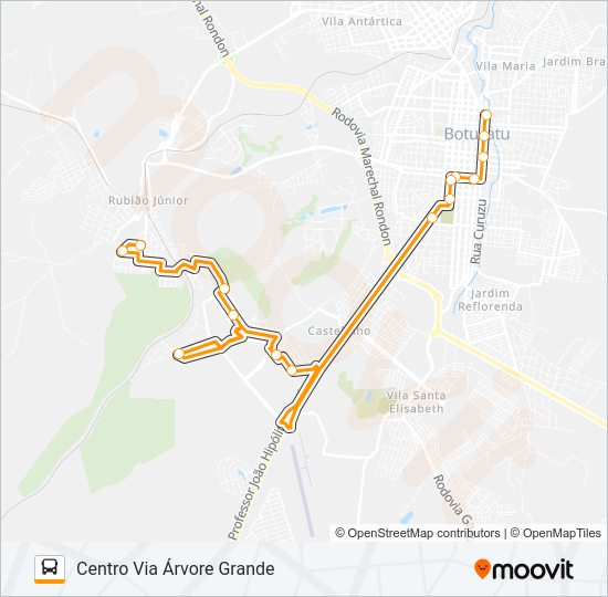 Mapa da linha 114 SANTA ELIZA - CENTRO de ônibus