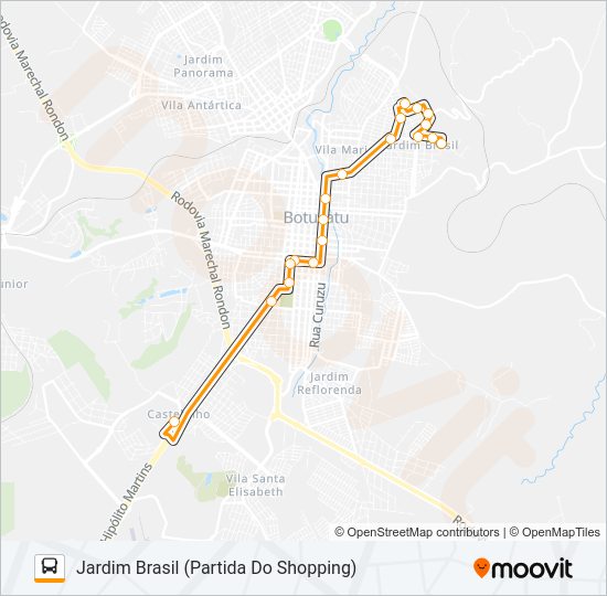 Mapa da linha 103 JARDIM BRASIL - CENTRO de ônibus