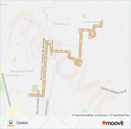 103 JARDIM BRASIL - CENTRO Bus Line Map