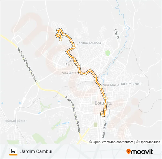 109 JARDIM CAMBUÍ - CENTRO Bus Line Map