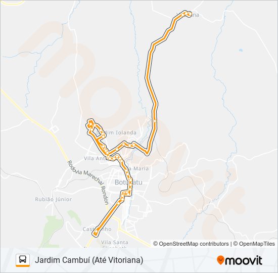 Mapa da linha 109 JARDIM CAMBUÍ - CENTRO de ônibus