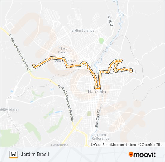 Mapa da linha 102 JARDIM BRASIL - VILA PAULISTA de ônibus