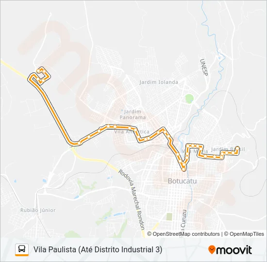 102 JARDIM BRASIL - VILA PAULISTA Bus Line Map
