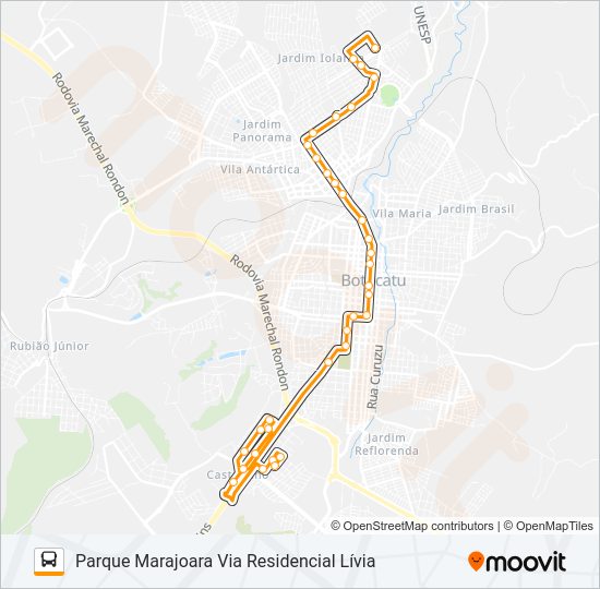 Mapa da linha 101 PARQUE MARAJOARA - JARDIM PARAÍSO de ônibus