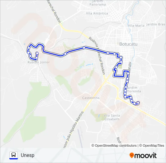 213 COHAB I - UNESP Bus Line Map