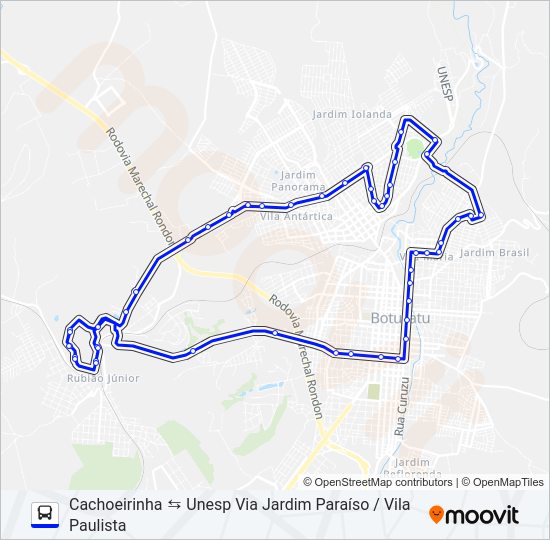 Mapa da linha 215 COHAB II - UNESP de ônibus