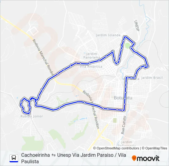 215 COHAB II - UNESP Bus Line Map