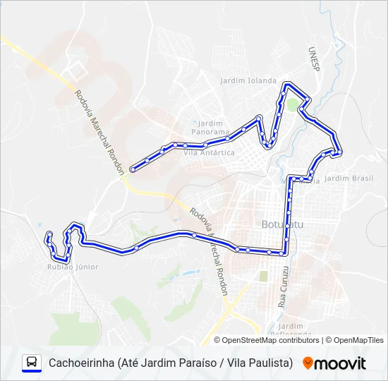 215 COHAB II - UNESP Bus Line Map