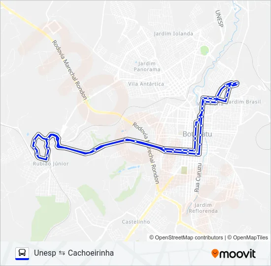 215 COHAB II - UNESP Bus Line Map