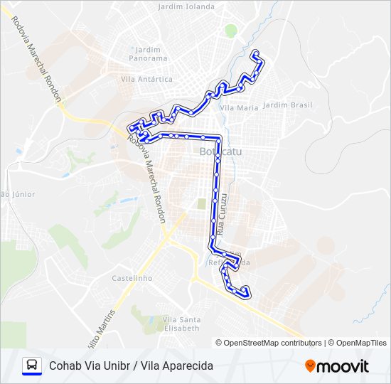 Mapa da linha 202 COHAB - VILA MARIA de ônibus