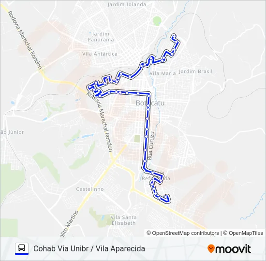 202 COHAB - VILA MARIA Bus Line Map