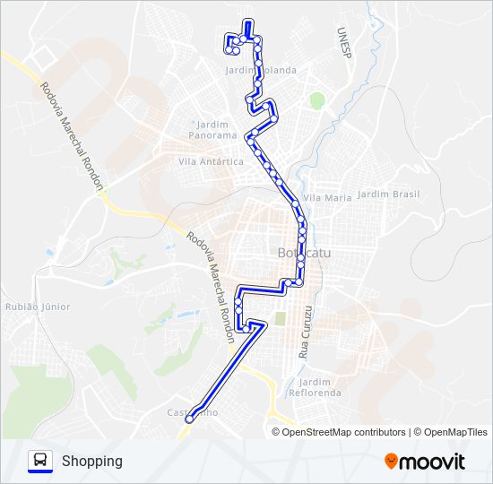 Mapa da linha 206 MONTE MOR - SHOPPING de ônibus