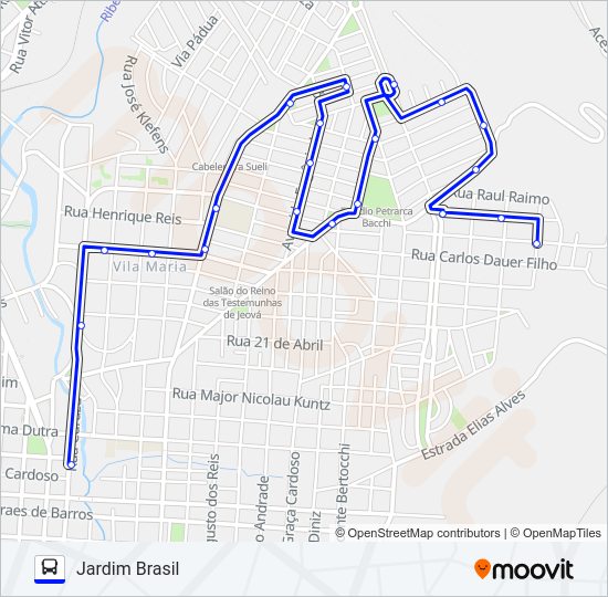 Mapa da linha 204 COHAB - JARDIM BRASIL de ônibus