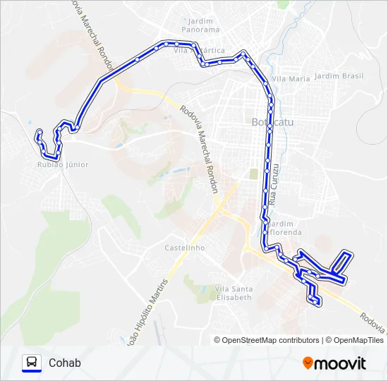 205 COHAB - VILA PAULISTA Bus Line Map
