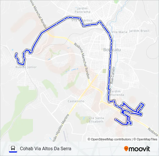 205 COHAB - VILA PAULISTA Bus Line Map