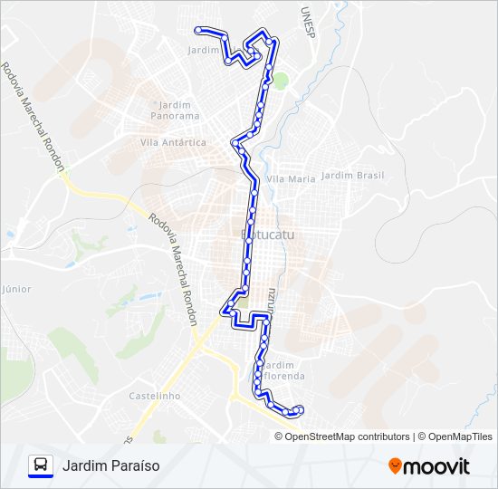 Mapa da linha 201 COHAB - JARDIM PARAÍSO de ônibus