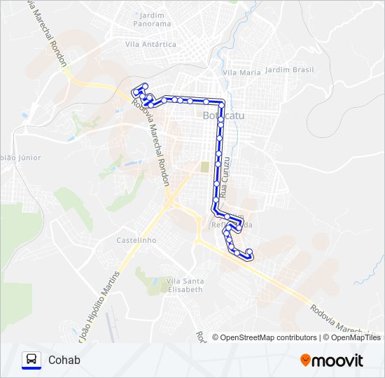 Mapa da linha 203 COHAB - VILA APARECIDA de ônibus