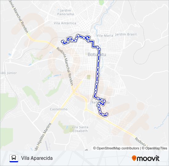 Mapa da linha 203 COHAB - VILA APARECIDA de ônibus