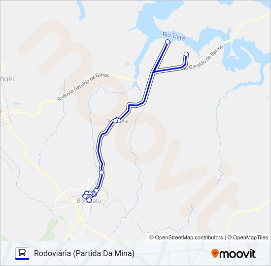 Mapa da linha 208 VITORIANA - RODOVIÁRIA de ônibus