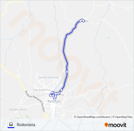 Mapa da linha 208 VITORIANA - RODOVIÁRIA de ônibus