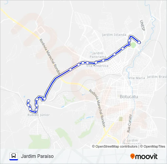 217 JARDIM PARAÍSO - UNESP Bus Line Map