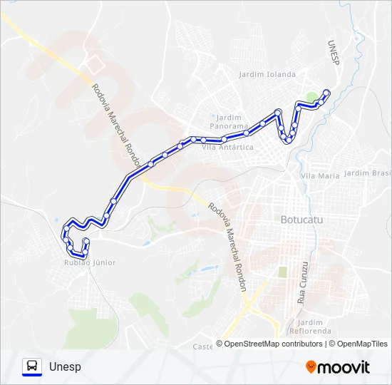 217 JARDIM PARAÍSO - UNESP Bus Line Map