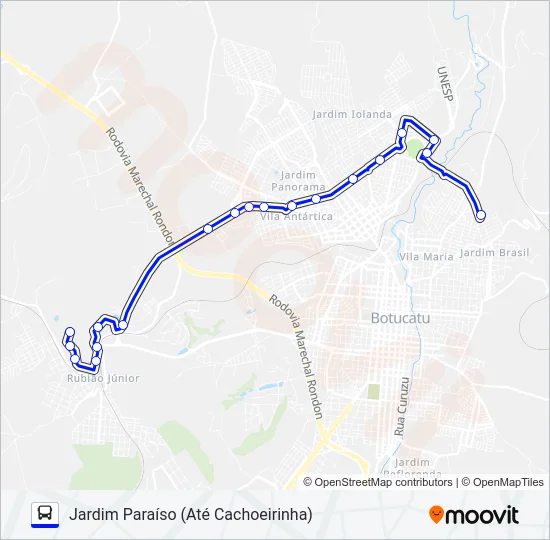 217 JARDIM PARAÍSO - UNESP Bus Line Map