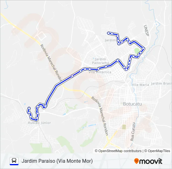217 JARDIM PARAÍSO - UNESP Bus Line Map