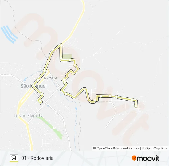 LINHA CAMURÇA COHAB V - RODOVIÁRIA Bus Line Map