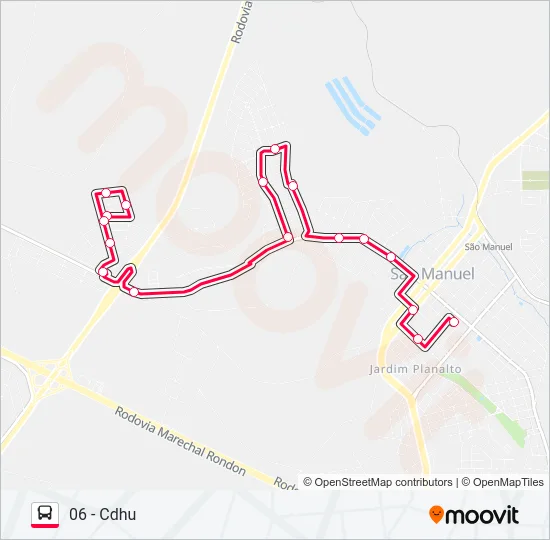 LINHA VERMELHA CDHU - RODOVIÁRIA Bus Line Map