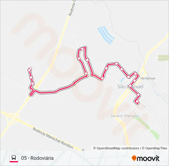 LINHA VERMELHA CDHU - RODOVIÁRIA Bus Line Map