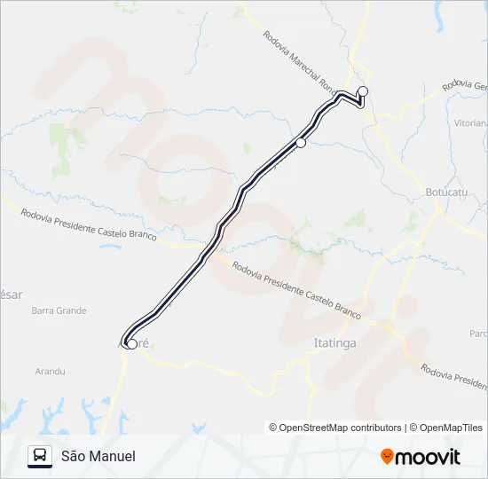 502 AVARÉ - SÃO MANUEL Bus Line Map